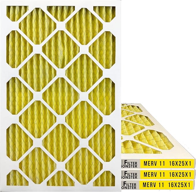 16x25x1 Enhanced Defense MERV 11 Pleated HVAC Air Conditioner Furnace Replacement Air Filter, 4-Pack (Actual