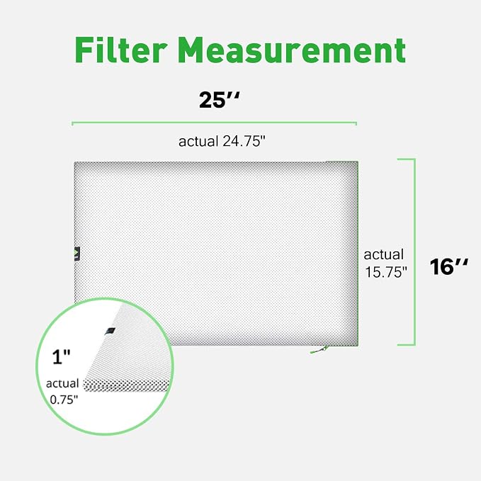 16x25x1 Extra Replacement Filter without Frame, Washable and Reusable Air Filter 16x25x1 for AC HVAC Furnace, alternate
