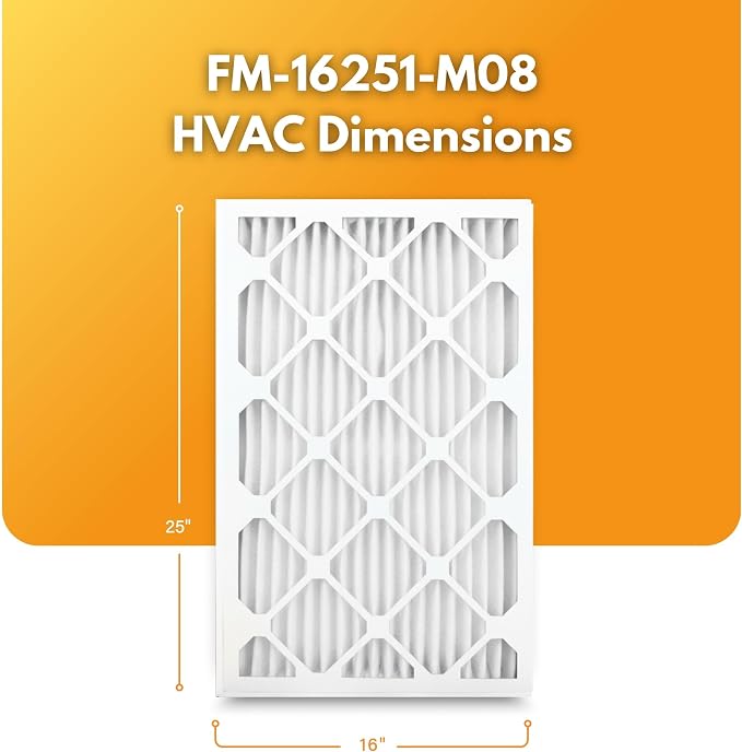 16x25x1 MERV 8 Pleated HVAC Air Conditioner Furnace Replacement Air Filter, 4-Pack (Actual Filter Dimensions 15.5 x 24.5 x.75