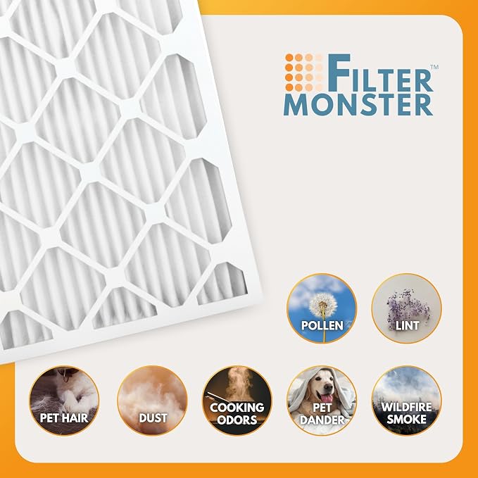 16x25x1 MERV 8 Pleated HVAC Air Conditioner Furnace Replacement Air Filter, 4-Pack (Actual Filter Dimensions 15.5 x 24.5 x.75