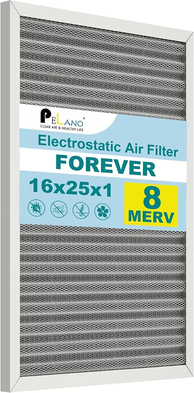 16x25x1 Reusable Air Filter, Electrostatic HVAC Air Filter, Lasts a Lifetime, Washable, Enjoy Fresher Air in Home and Office