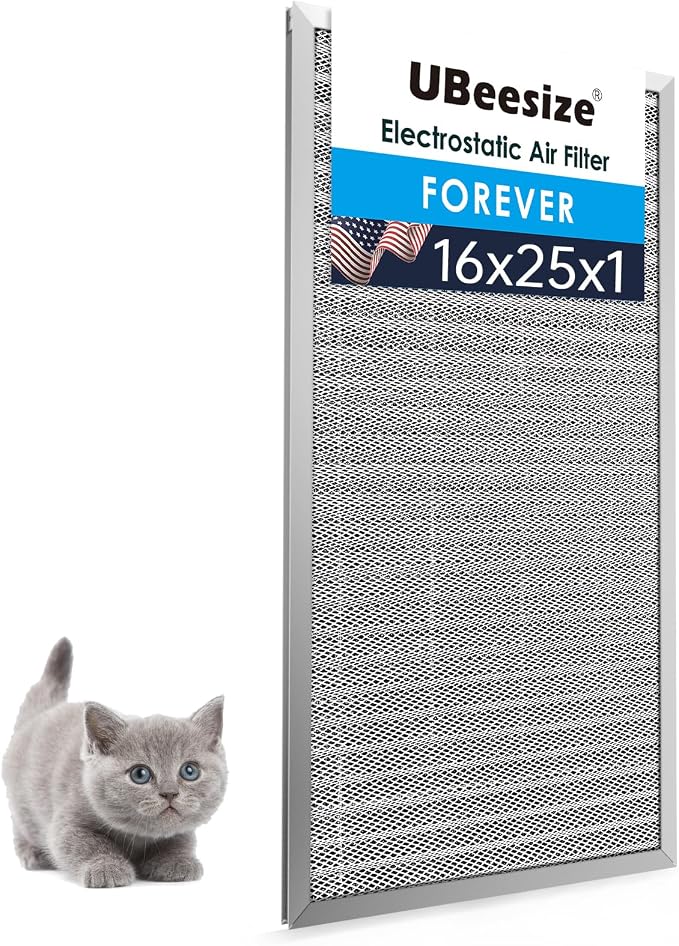 16x25x1 Reusable Electrostatic Air Filter HVAC AC Furnace Filter,MERV 8,Washable, Lasts a Lifetime,Permanent Air