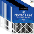 16x25x2 (Actual Size: 15 1/2 x 24 1/2 x 1 3/4) Furnace Air Filters MERV 12 Pleated Plus Carbon 12 Pack, product image