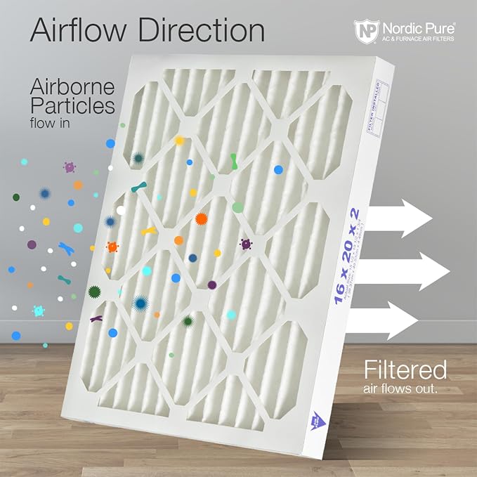 16x25x2 (Actual Size: 15 1/2 x 24 1/2 x 1 3/4) Pleated MERV 8 Air Filters 3 Pack, alternate product view 8
