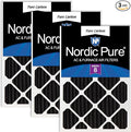 16x25x2 (Actual Size: 15 1/2 x 24 1/2 x 1 3/4) Pure Carbon Pleated Odor Reduction Merv 8 Furnace Filters 3 Pack, product