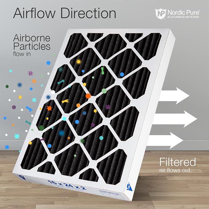 16x25x2 (Actual Size: 15 1/2 x 24 1/2 x 1 3/4) Pure Carbon Pleated Odor Reduction Merv 8 Furnace Filters 3 Pack, alternate