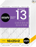 16x25x2 Air Filter, MERV 13, 12 Pack, Furnace Air Filter for HVAC (Actual Size: 15.5"x24.5"x1.75") DUST, Pet & Allergy