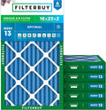 16x25x2 Air Filter MERV 13 Optimal Smoke & Allergy Defense (6-Pack), Electrostatic Pleated HVAC AC Furnace