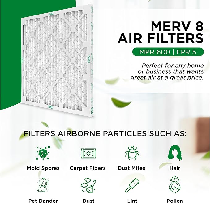 16x25x2 MERV 8 Pleated HVAC AC Furnace Air Filters. Case of 12. (Exact Size: 15.5 x 24.5 x 1.75 Inches), alternate product
