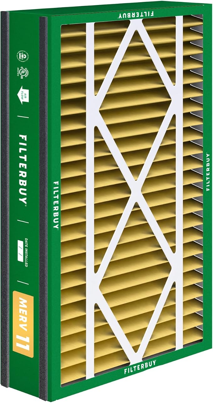 16x25x3 Air Filter MERV 11 Superior Pet & Allergy Defense (4-Pack), Electrostatic Pleated HVAC AC Furnace Filters for