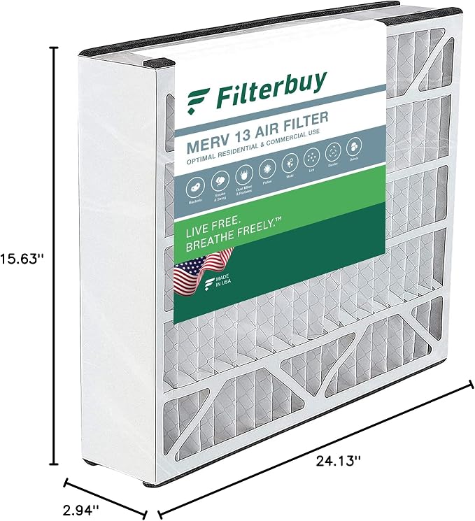 16x25x3 Air Filter MERV 13 Optimal Smoke & Allergy Defense (1-Pack), Electrostatic Pleated HVAC AC Furnace, alternate view 10