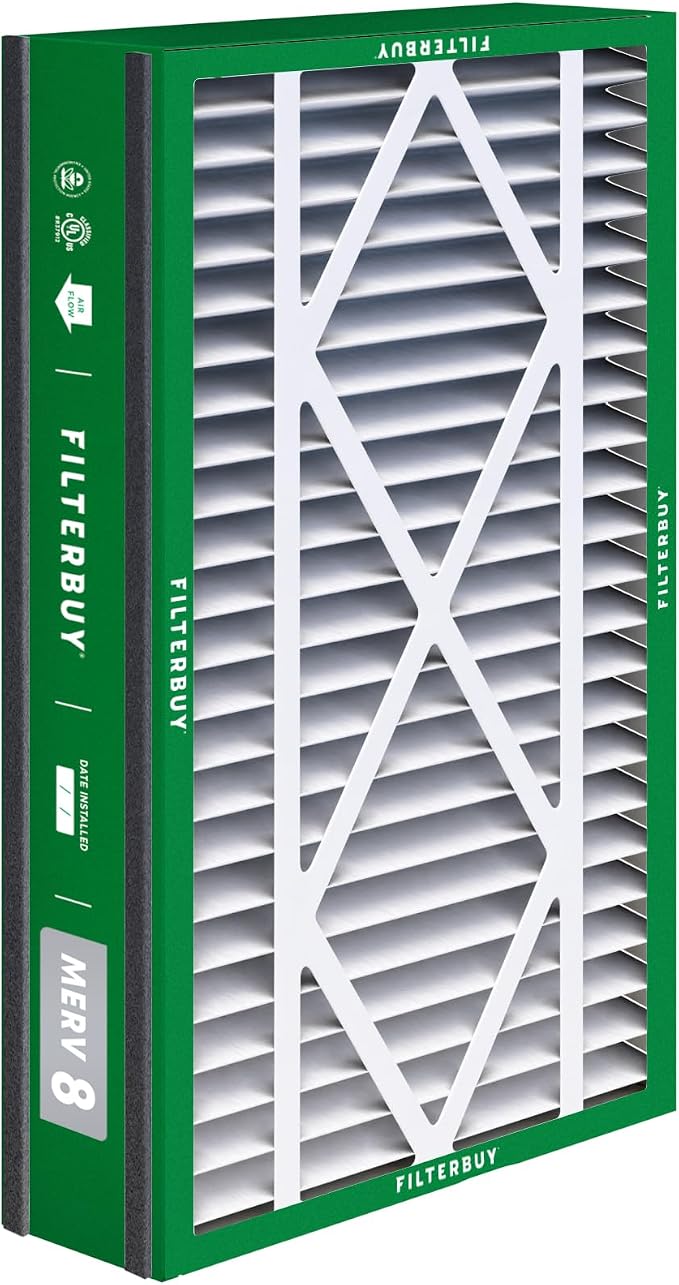 16x25x3 Air Filter MERV 8 Essential Dust & Allergy Defense (4-Pack), Electrostatic Pleated HVAC AC Furnace Filters for