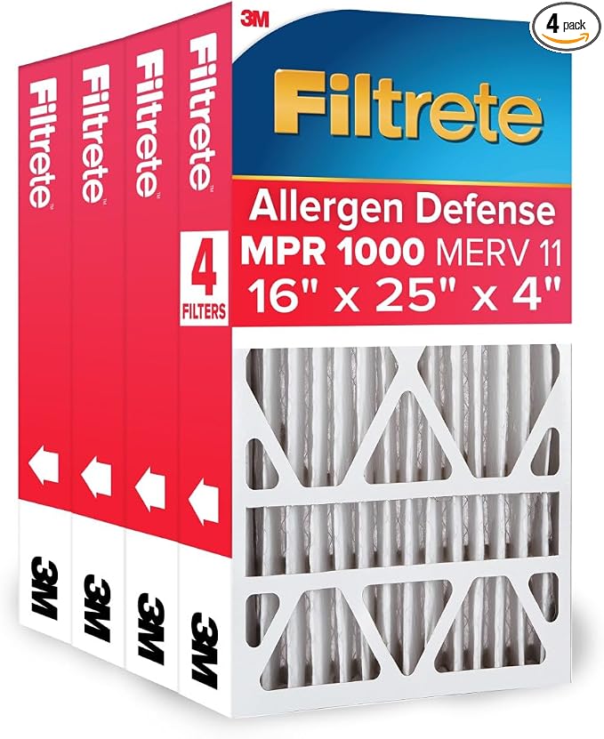 16x25x4 AC Furnace Air Filter, MPR 1000, MERV 11, Fits Lennox & Devices, Allergen Defense, product image