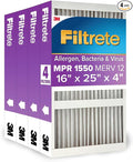 16x25x4 AC Furnace Air Filter, MPR 1550, MERV 12, Fits Lennox &, CERTIFIED Asthma & Allergy Friendly, product image