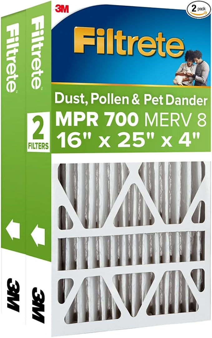 16x25x4 AC Furnace Air Filter, MPR 700, MERV 8, Fits Lennox & Device, Capture Dust, Pollen & Pet Dander, product