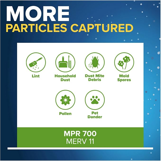 16x25x4 AC Furnace Air Filter, MPR 700, MERV 8, Fits Lennox & Device, Capture Dust, Pollen & Pet Dander, alternate