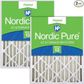 16x25x4 (Actual Size: 15 1/2 x 24 1/2 x 3 5/8) Pleated MERV 13 Air Filters 2 Pack, product image