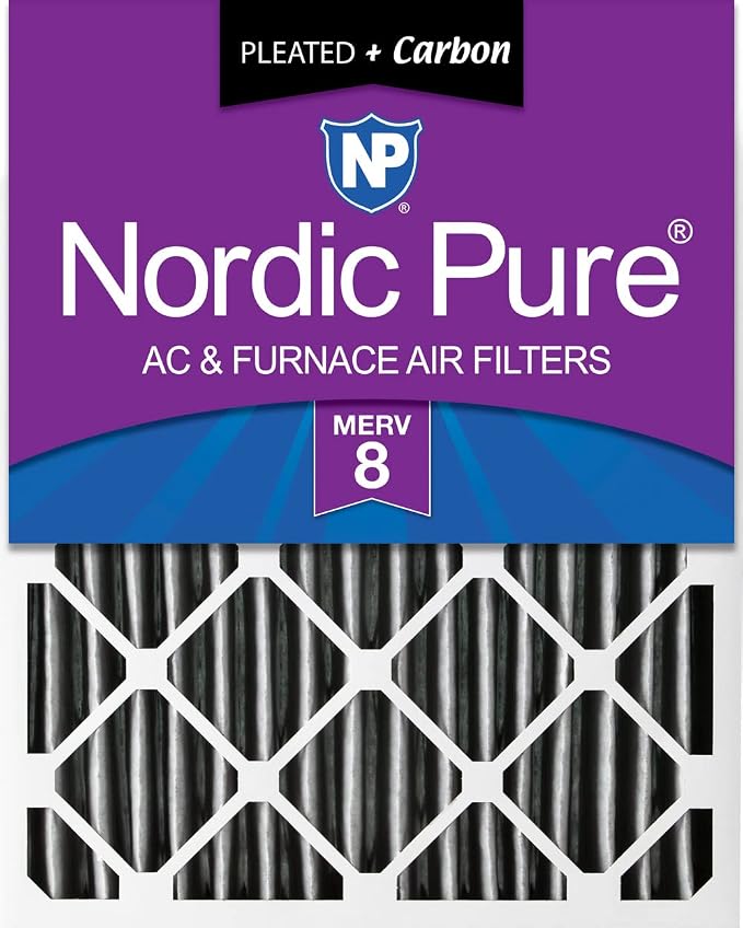 16x25x4 (Actual Size: 15 1/2 x 24 1/2 x 3 5/8) Pleated Plus Carbon Air Filters MERV 8 1 Pack