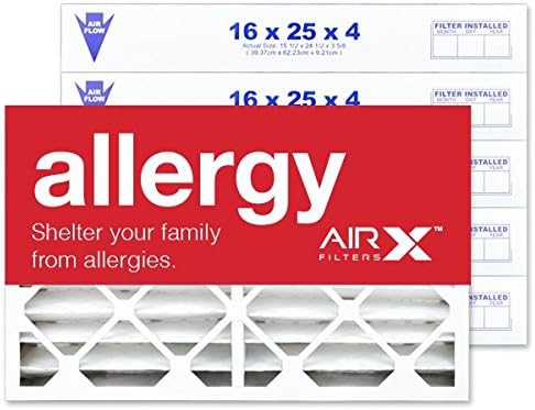 16x25x4 Air Filter MERV 11 Pleated HVAC AC Furnace Air Filter, Allergy 6-Pack, Made in the USA, product image
