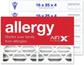 16x25x4 Air Filter MERV 11 Pleated HVAC AC Furnace Air Filter, Allergy 6-Pack, Made in the USA, product image