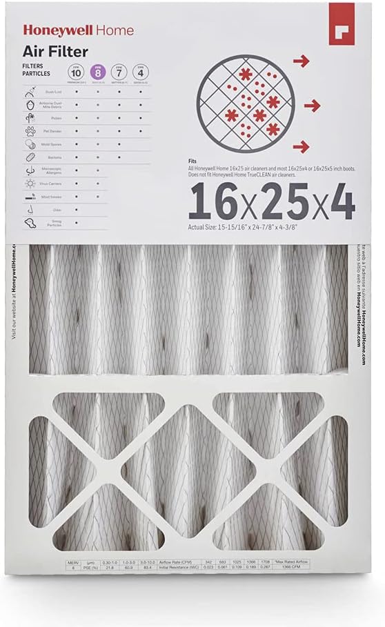 16x25x4 MERV 8, AC Furnace Air Filter, 1 PACK (CF408F1625-1PKAM)(Actual Dimensions: 15.63 x 24.75 x 4.38 in.) 1 Filter