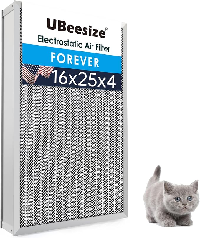 16x25x4 Reusable Air Filter - Washable, MERV 8,Permanent, Electrostatic - Lasts a Lifetime - Enjoy Fresher Air in Home and