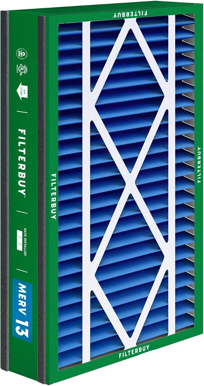 16x25x5 Air Filter MERV 13 Optimal Smoke & Allergy Defense (2-Pack), Electrostatic Pleated HVAC AC Furnace Filters for