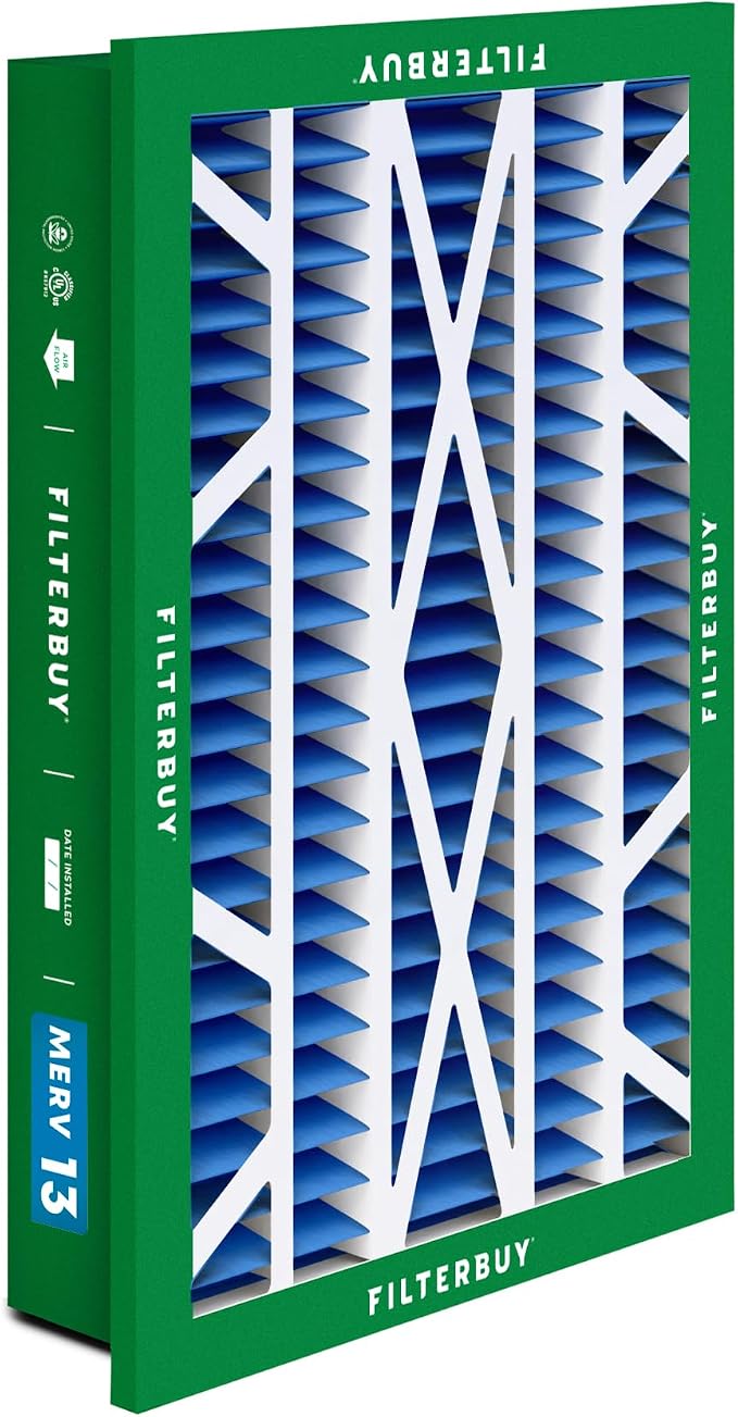 16x25x5 Air Filter MERV 13 Optimal Smoke & Allergy Defense (3-Pack), Electrostatic Pleated HVAC AC Furnace Filters for