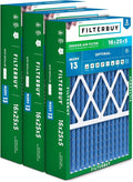 16x25x5 Air Filter MERV 13 Optimal Smoke & Allergy Defense (3-Pack), Pleated HVAC AC Furnace Filters for