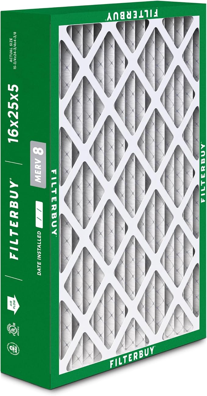 16x25x5 Air Filter MERV 8 Essential Dust & Allergy Defense (4-Pack), Pleated HVAC AC Furnace Filters for