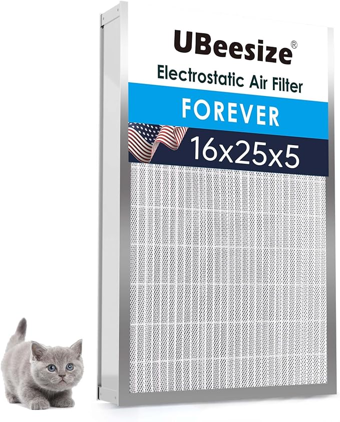 16x25x5 Reusable Electrostatic Air Filter HVAC AC Furnace Filter,Washable, Lasts a Lifetime,Permanent Filter,for