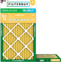 16x30x1 Air Filter MERV 11 Superior Pet & Allergy Defense (2-Pack), Electrostatic Pleated HVAC AC Furnace Filters