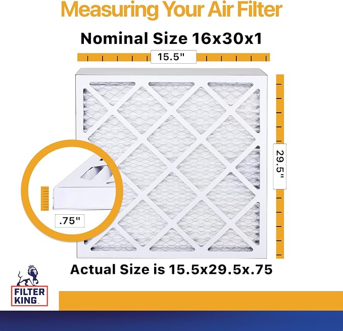 16x30x1 Air Filter (MERV 13) (6-Pack) Dust & Allergy Control AC Furnace Filters, MADE IN USA, HVAC, Pleated, alternate view 2