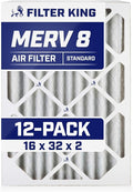 16x32x2 Air Filter (MERV 8) (12-Pack) Dust & Allergy Control AC Furnace Filters, MADE IN USA, HVAC, Pleated, product image