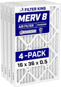 16x36x0.5 Air Filter (MERV 8) (4-Pack) Dust & Allergy Control AC Furnace Filters, MADE IN USA, HVAC, Pleated, Electrostatic