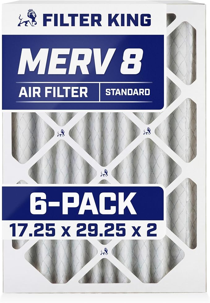 17.25x29.25x2 Air Filter (MERV 8) (6-Pack) Dust & Allergy Control AC Furnace Filters, MADE IN USA, HVAC, Pleated