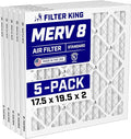 17.5x19.5x2 Air Filter (MERV 8) (5-Pack) Dust & Allergy Control AC Furnace Filters, MADE IN USA, HVAC, Pleated, Electrostatic