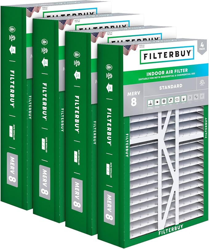 17.5x27x5 Air Filter MERV 8 Essential Dust & Allergy Defense (4-Pack), Pleated HVAC AC Furnace Filters for Trane Perfect Fit