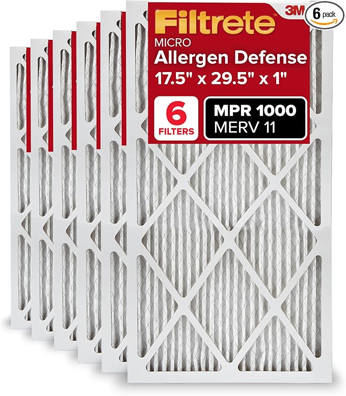 17.5x29.5x1 AC Furnace Air Filter, MERV 11, MPR 1000, Micro Allergen Defense, product image