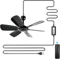 17.7" Inch Portable Ceiling Fan with Remote Control Timing 3 Speed,USB Plug In,5V DC Powered,6 Blades,Indoor/Outdoor RV