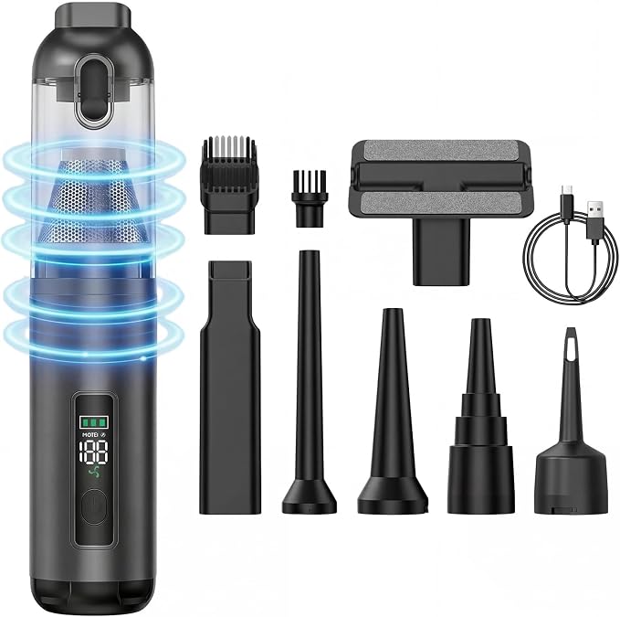 17000Pa Cordless Handheld Vacuum Cleaner, AI Brushless Motor with HD Display, One-Touch Dust Emptying, Lightweight for Home &