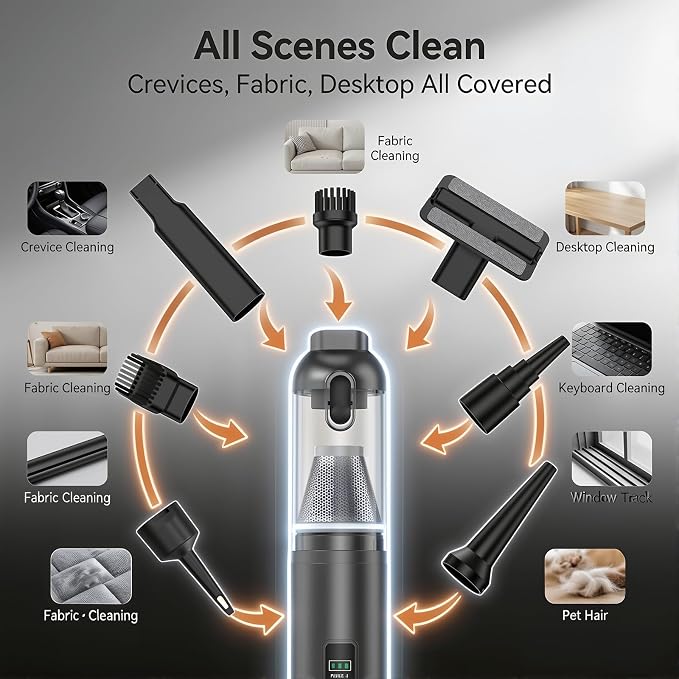 17000Pa Cordless Handheld Vacuum Cleaner, AI Brushless Motor with HD Display, One-Touch Dust Emptying, Lightweight for Home &