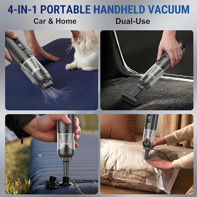 17000Pa Cordless Handheld Vacuum Cleaner, AI Brushless Motor with HD Display, One-Touch Dust Emptying, Lightweight for Home &