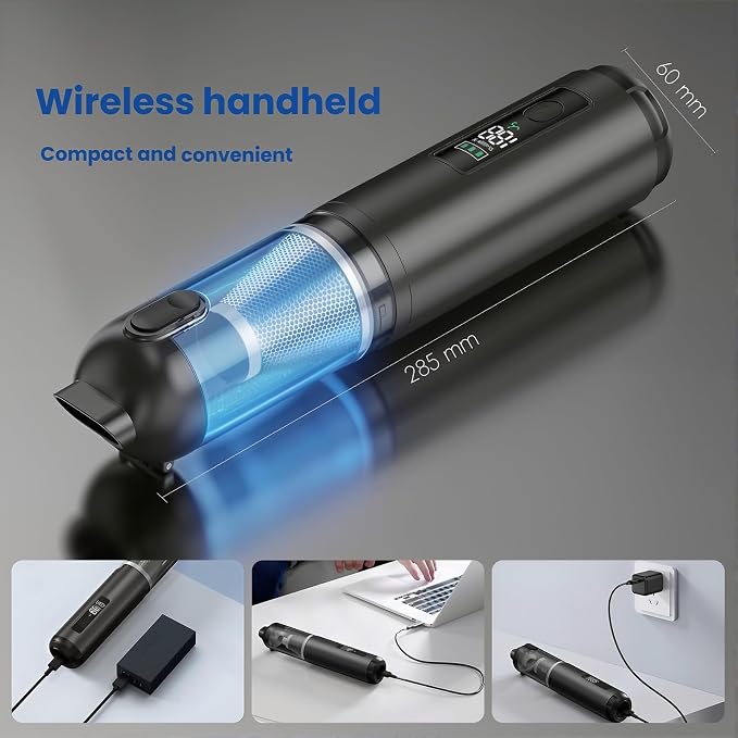 17000Pa Cordless Handheld Vacuum Cleaner, AI Brushless Motor with HD Display, One-Touch Dust Emptying, Lightweight for Home &
