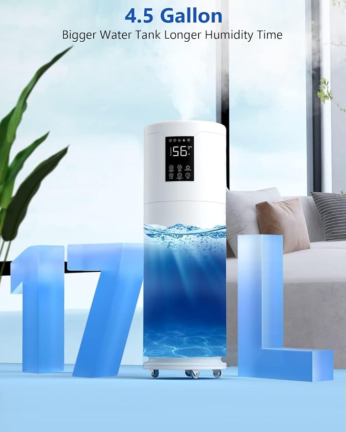 17L/4.5Gal Ultra Large Humidifiers for Bedroom 2000 sq ft, Quiet, alternate product view 4