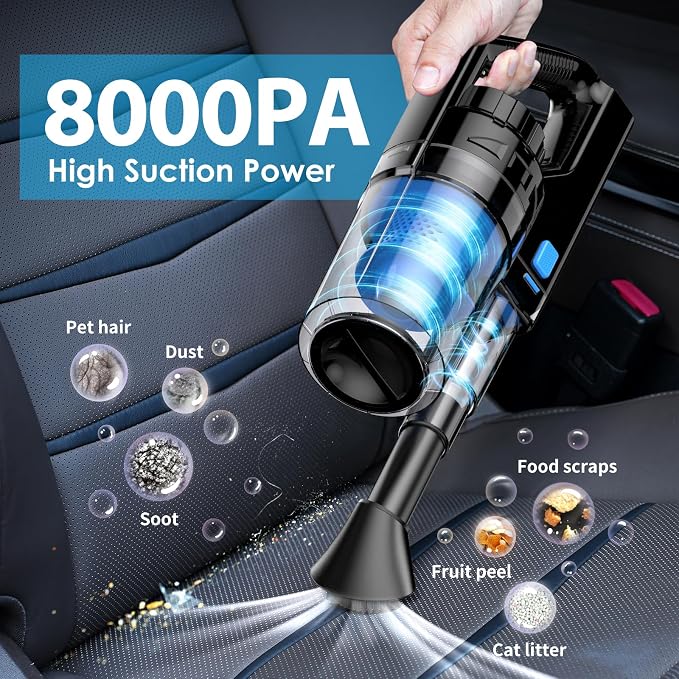 17pcs Car Detailing Kit Interior Cleaner, Car Interior Cleaning Kit with Handheld Car Vacuum, Car Detailing Brushes