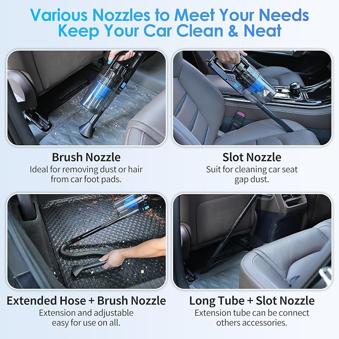 17pcs Car Detailing Kit Interior Cleaner, Car Interior Cleaning Kit with Handheld Car Vacuum, Car Detailing Brushes