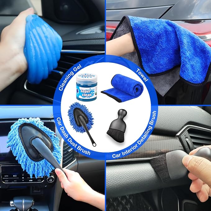 17pcs Car Detailing Kit Interior Cleaner, Car Interior Cleaning Kit with Handheld Car Vacuum, Car Detailing Brushes