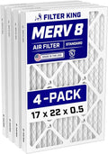 17x22x0.5 Air Filter (MERV 8) (4-Pack) Dust & Allergy Control AC Furnace Filters, MADE IN USA, HVAC, Pleated, Electrostatic