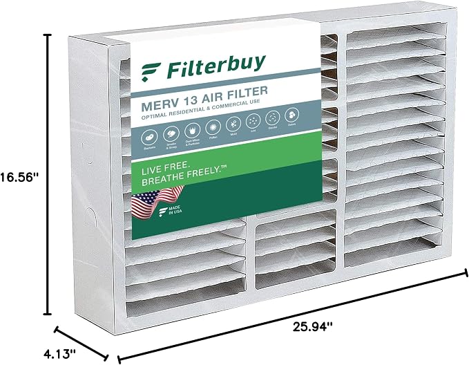 17x26x4 Air Filter MERV 13 Optimal Smoke & Allergy Defense (1-Pack), Electrostatic Pleated HVAC AC Furnace, alternate view 10